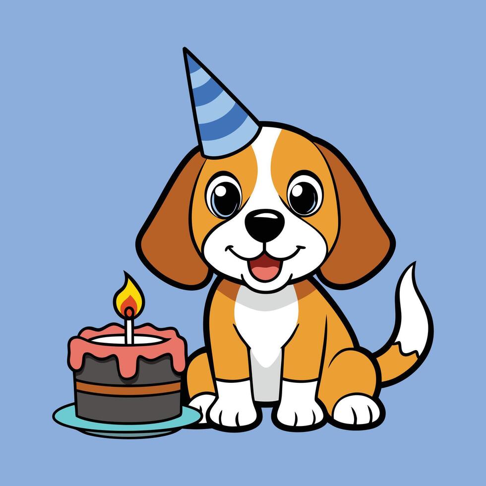 Cute Beagle Birthday Cartoon vector
