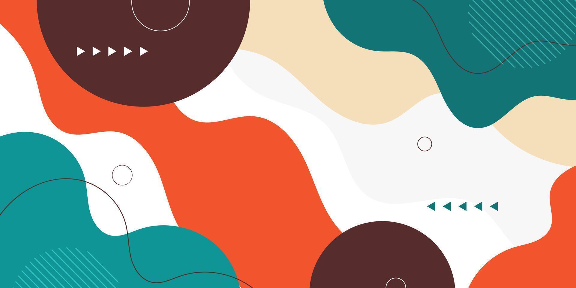 Colorful green, brown and orange geometric business banner design. Creative banner design with wave shapes and lines for template. Simple design on white horizontal banner. vector