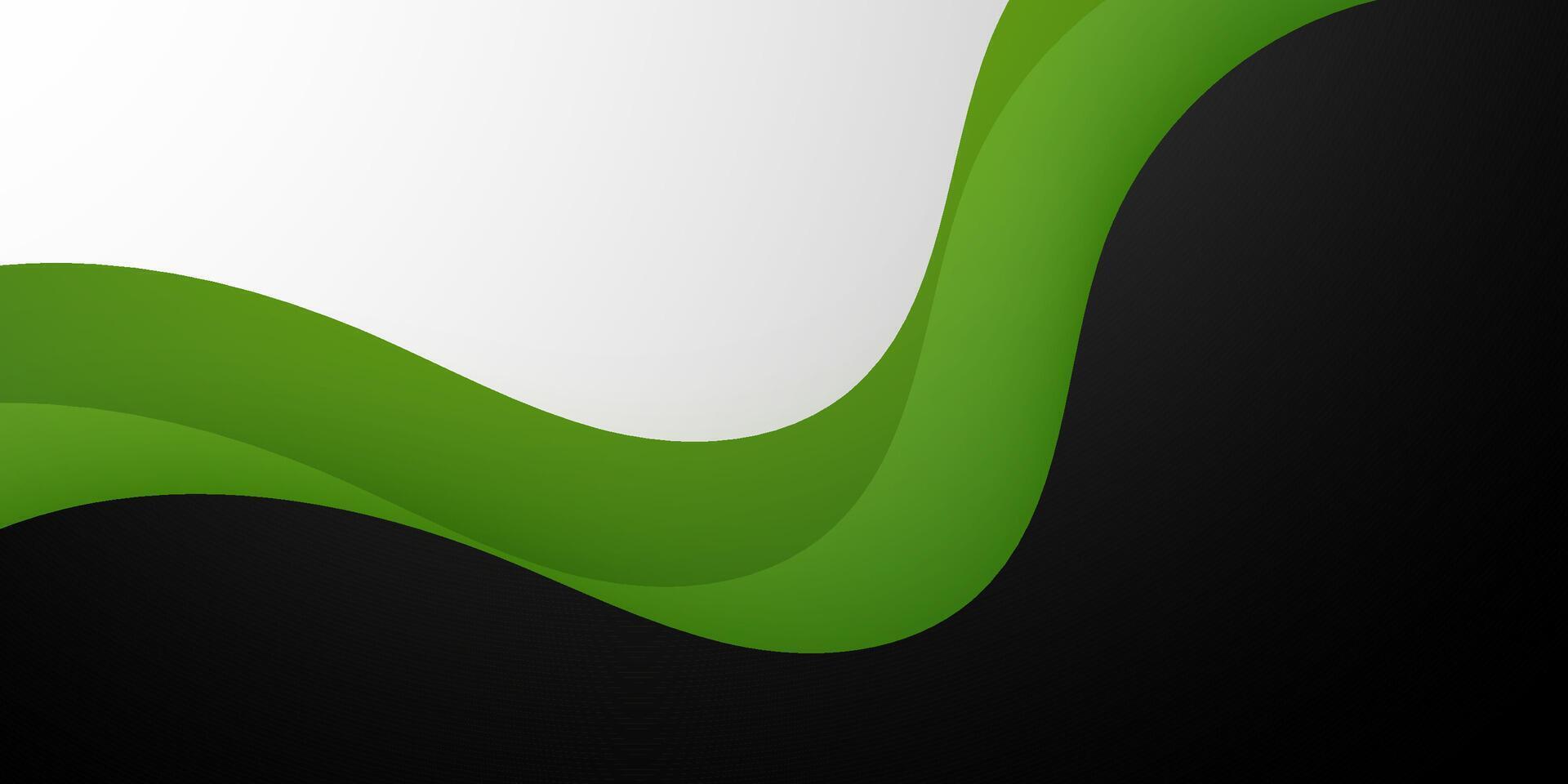 Abstract wave 3D background with green and black color combination. Curve banner pattern background design. vector