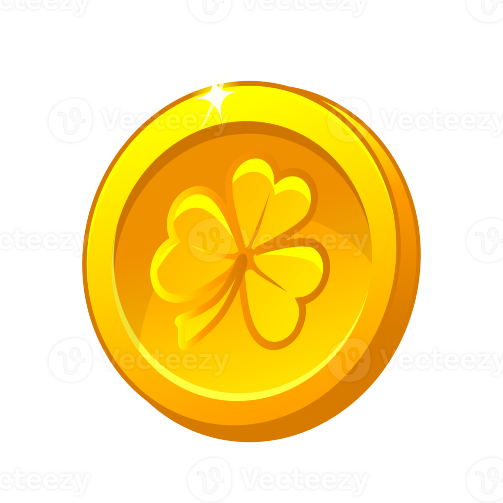 Golden coin with clover png