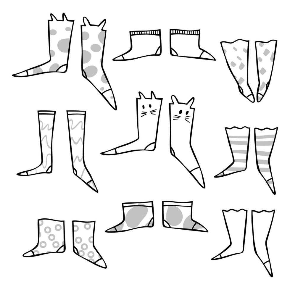 Cute flat illustration of socks with a simple line design. Perfect for creative projects related to fashion, lifestyle, or quirky accessories vector