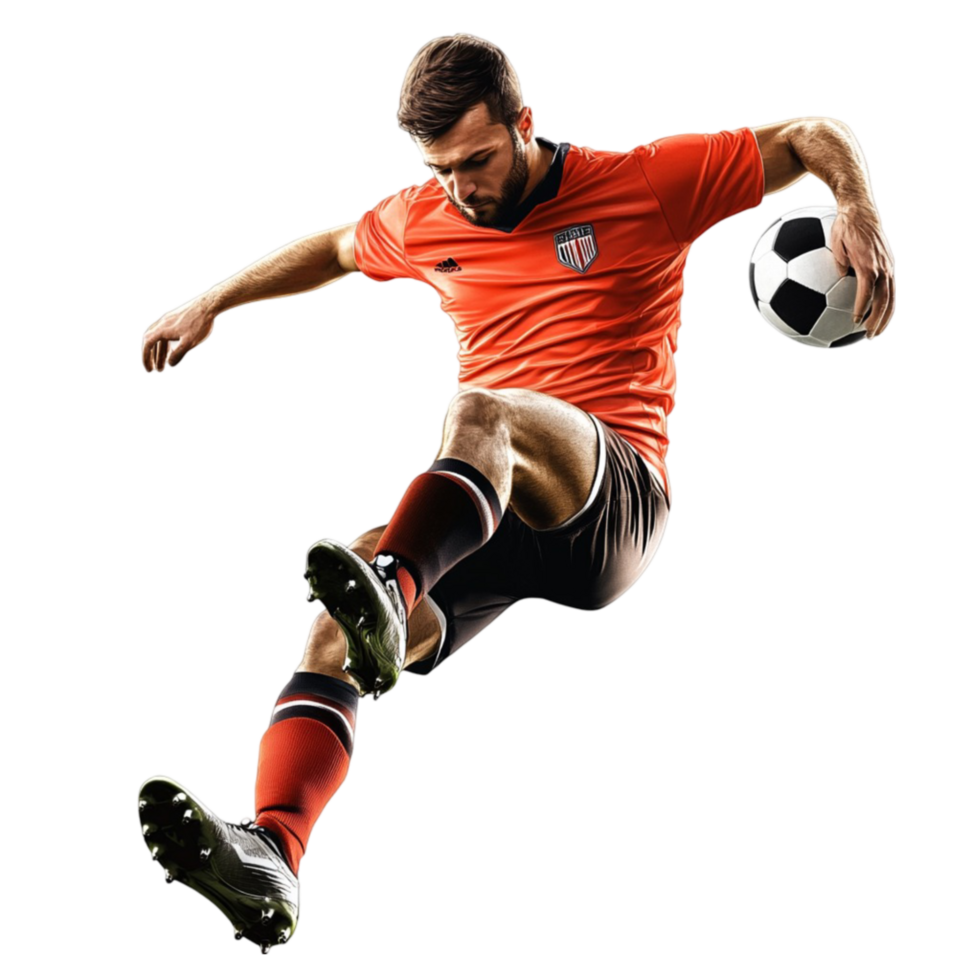 soccer player in action on transparent background png