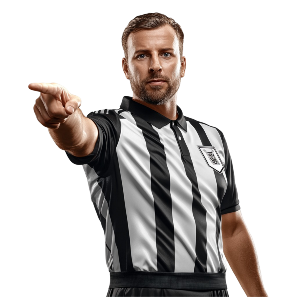 referee pointing at the camera his hand transparent background. png