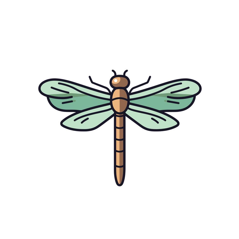 Dragonfly on a branch with clear wings vector