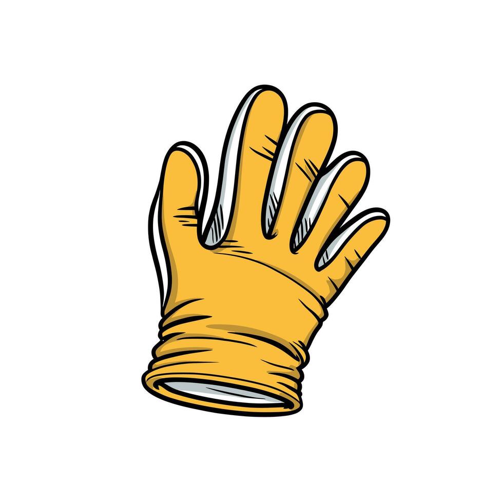 Bright yellow rubber glove for kitchen use vector