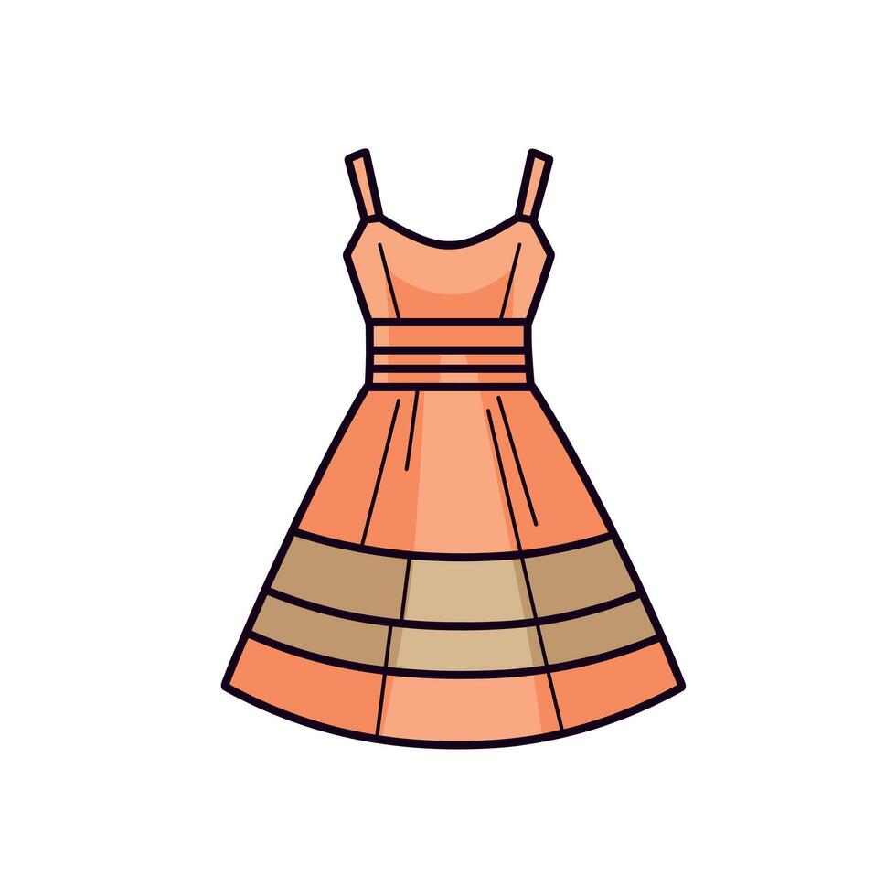 Orange dress with gold accents displayed clearly vector