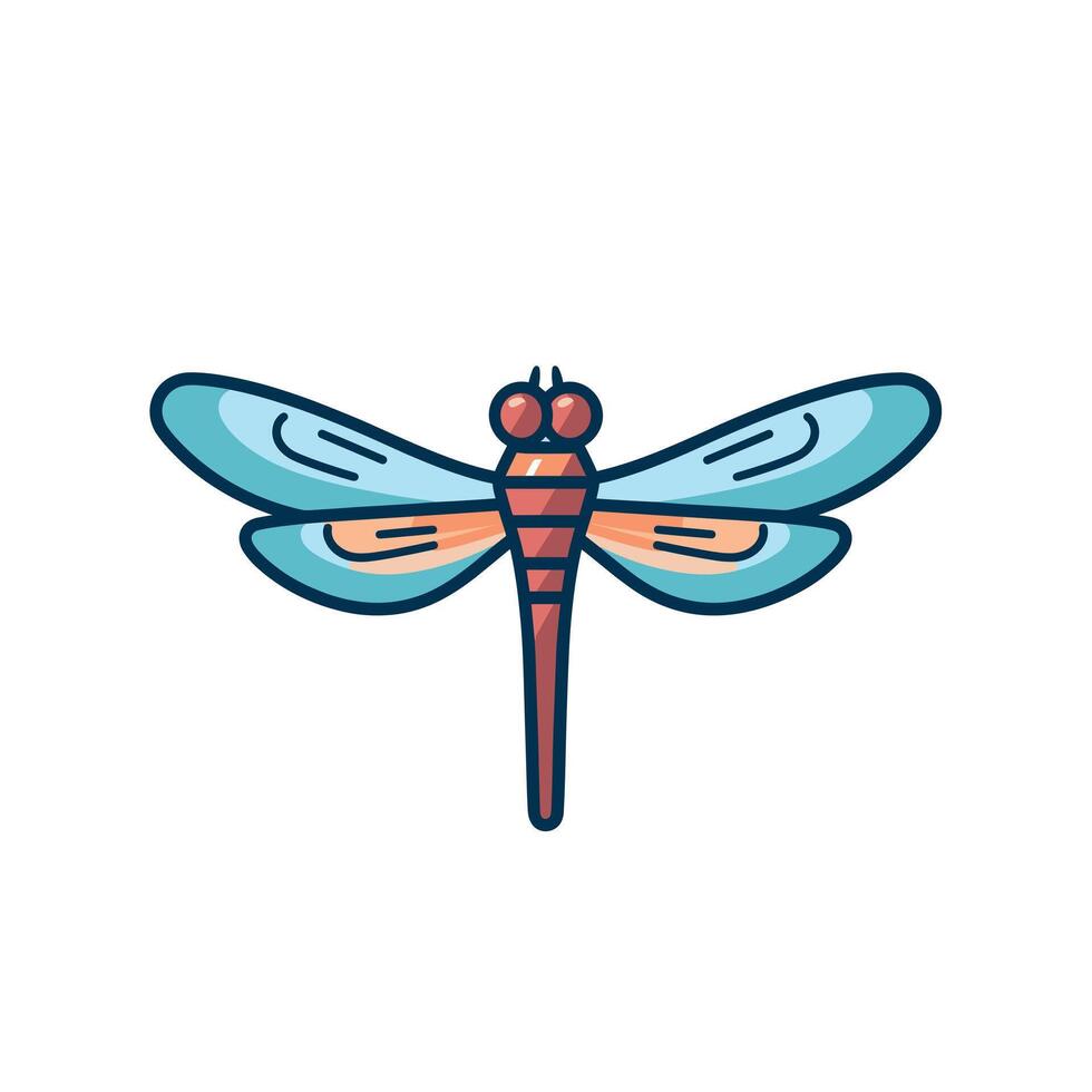 Small vibrant dragonfly illustration vector