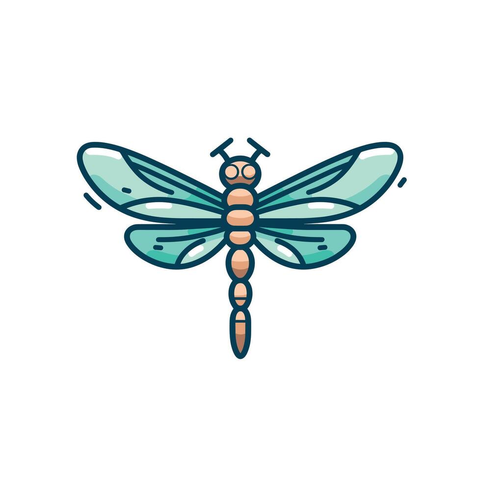 Small green dragonfly resting on a leaf vector