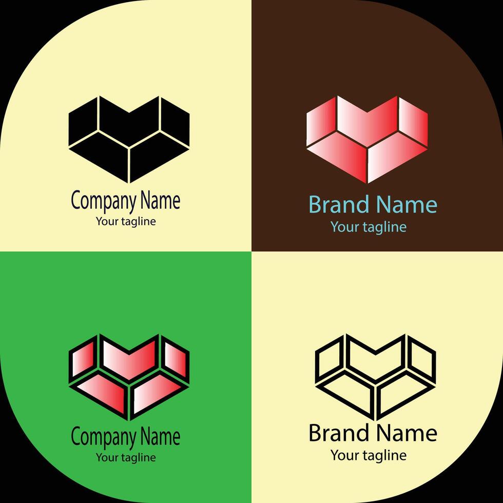 Professional logo design with four different designs of the same shape vector