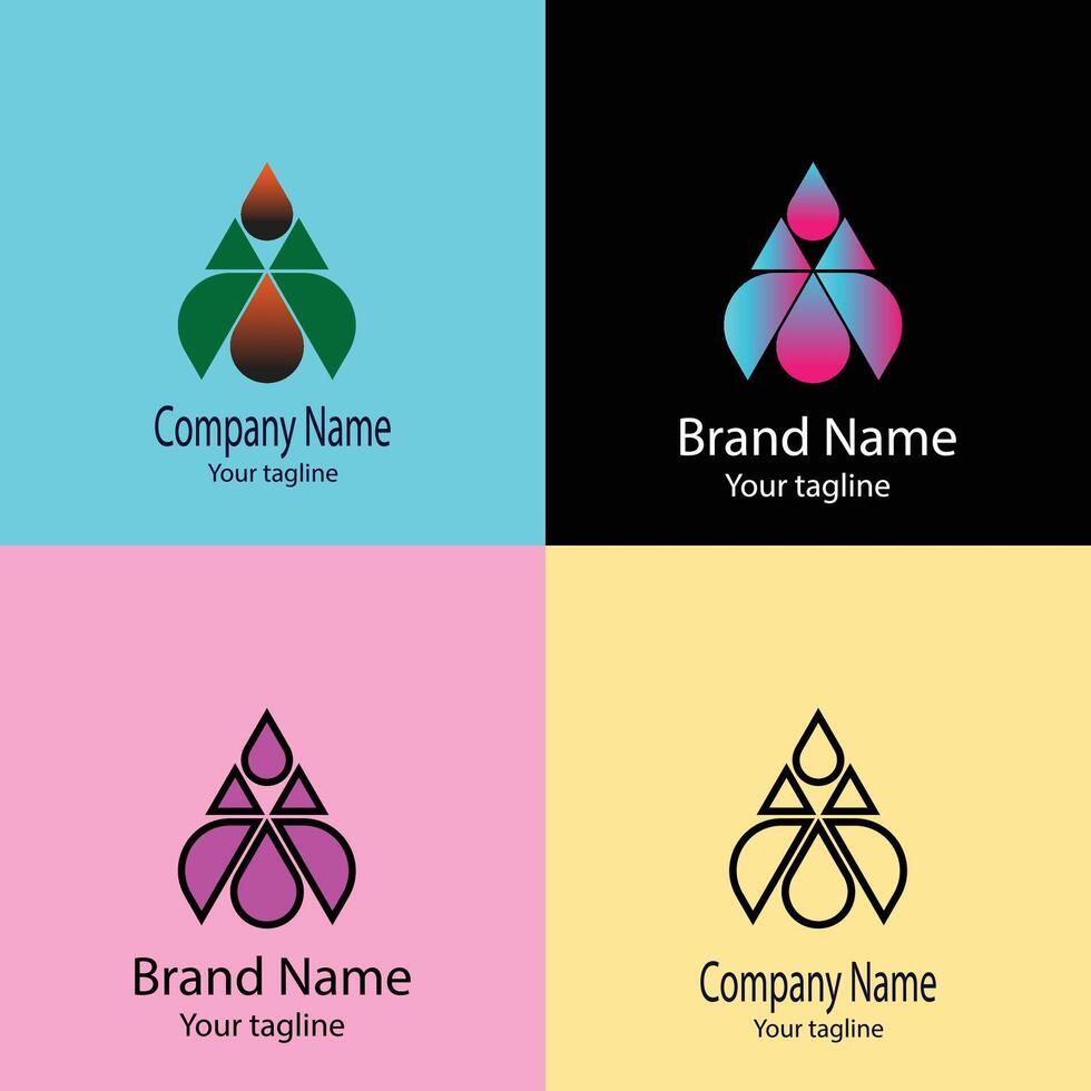 Gorgeous Unique logo design with four different designs of the same shape vector