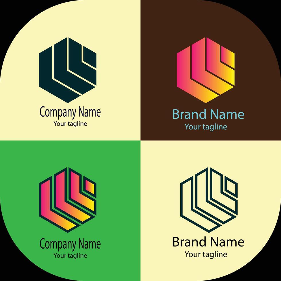 Professional Unique logo design with four different designs of the same shape vector