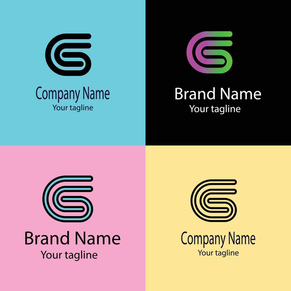 Modern Unique logo design with four different designs of the same shape vector