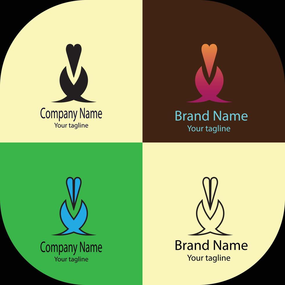 Abstract Unique logo design with four different designs of the same shape vector