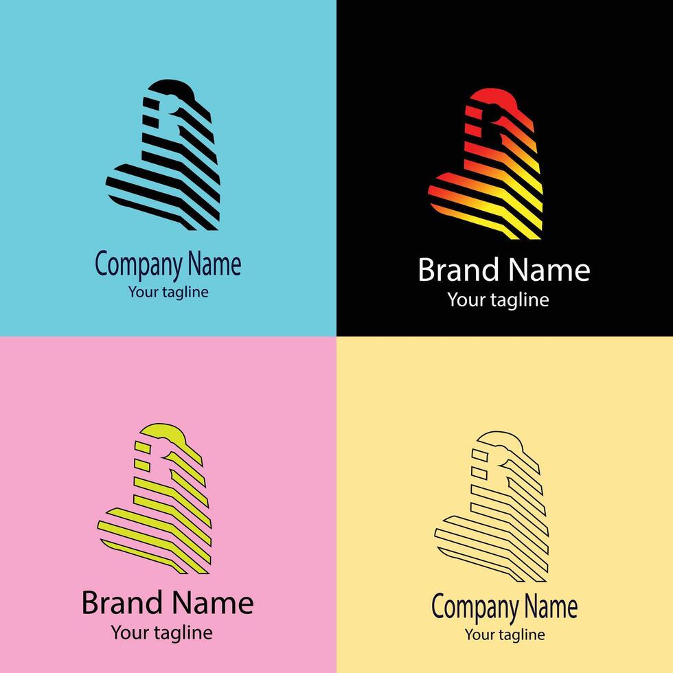 Progressive logo design with four different designs of the same shape vector