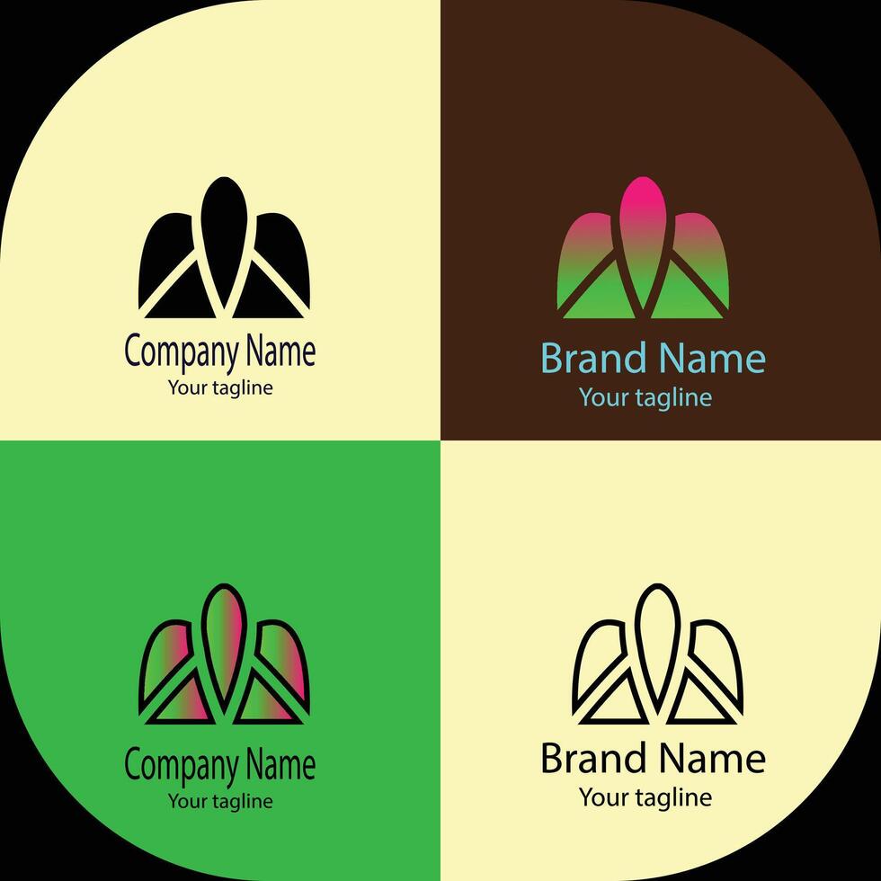 Best Unique logo design with four different designs of the same shape vector