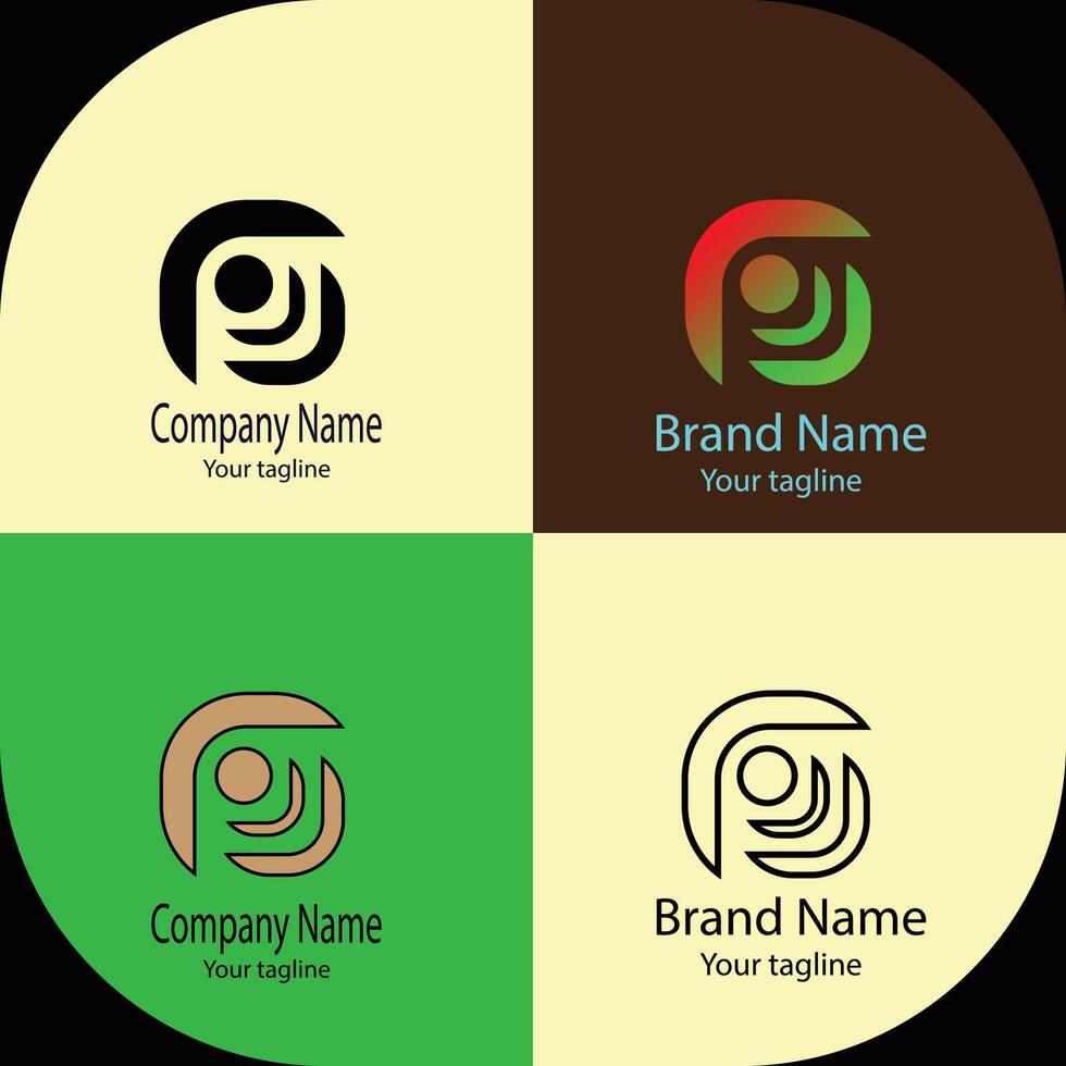 Simple logo design with four different designs of the same shape vector