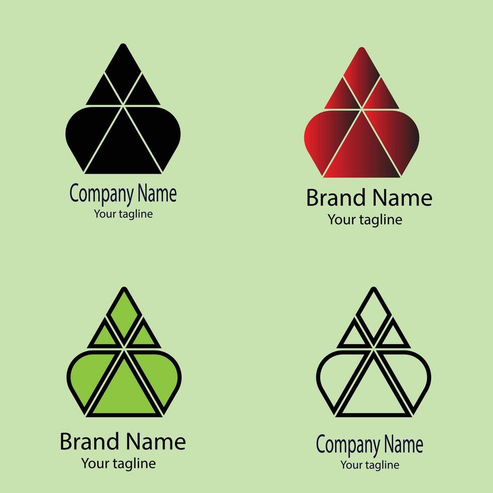 Commercial logo design with four different designs of the same shape vector