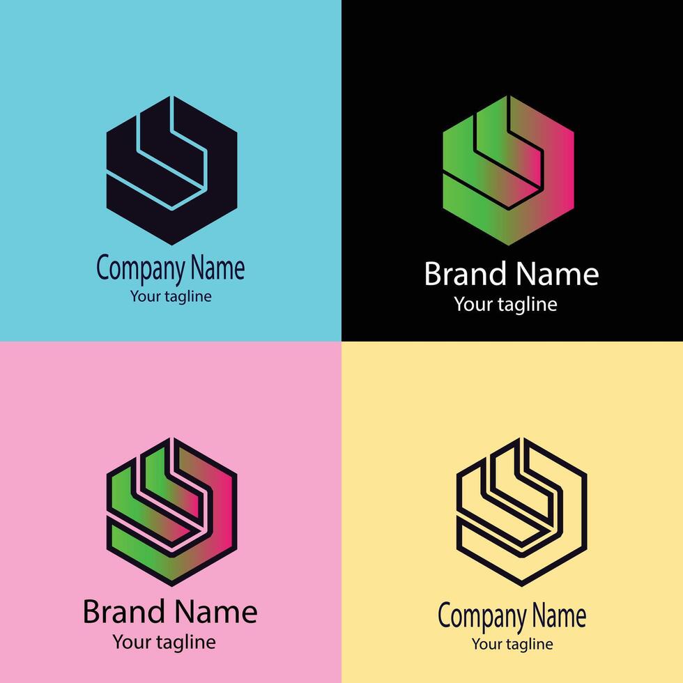 Elite logo design with four different designs of the same shape vector
