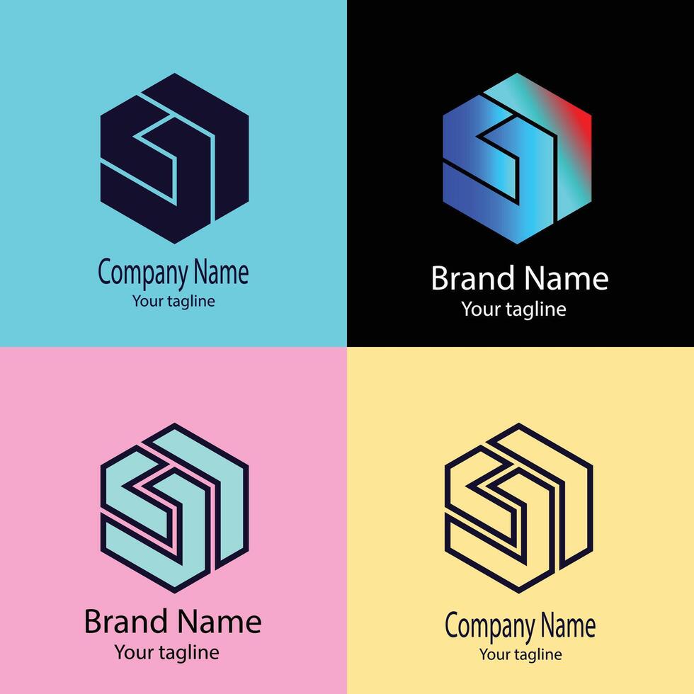 Best logo design with four different designs of the same shape vector