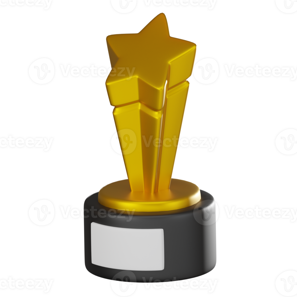 3D render, Star Trophy for Achievement and Celebration png