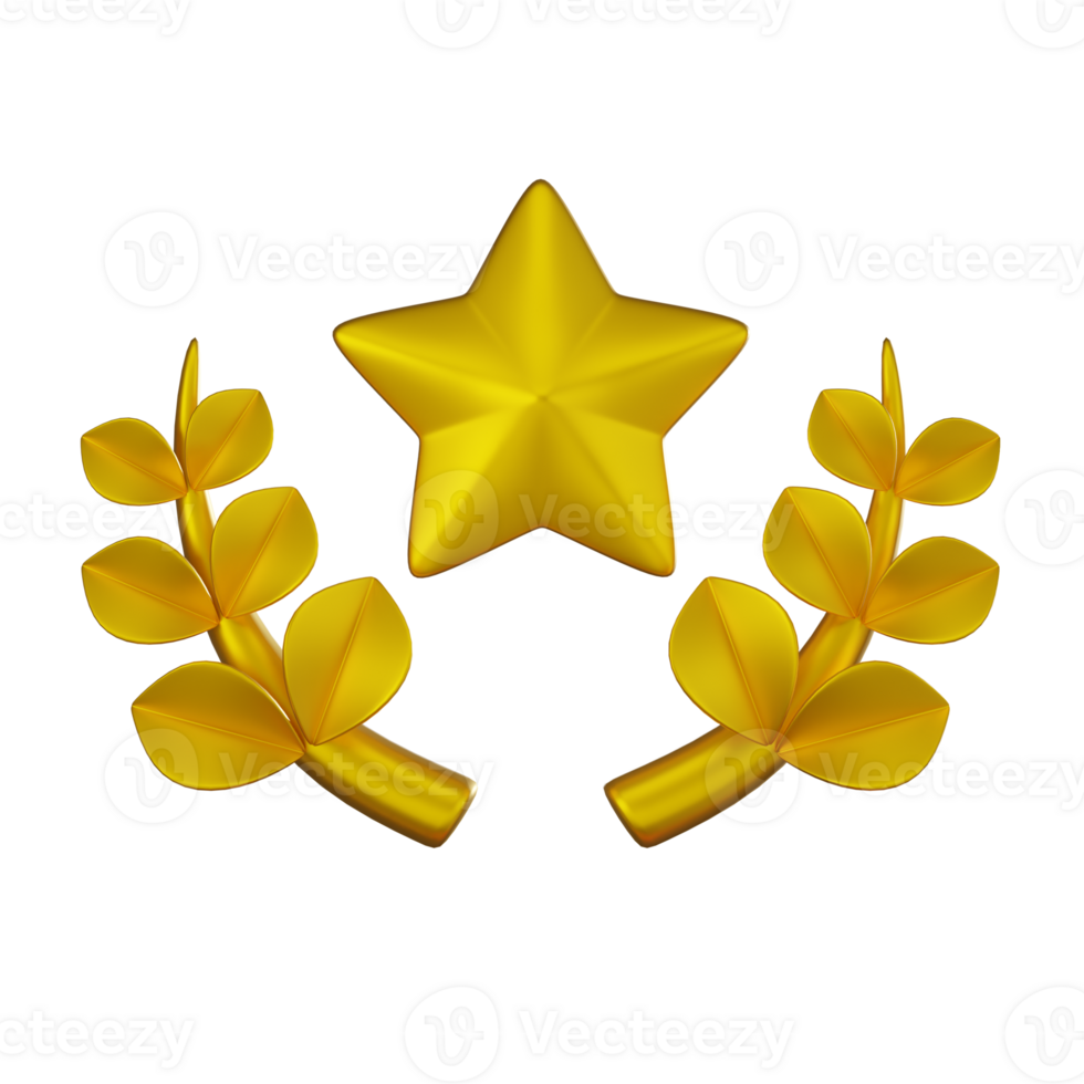 3D render, Laurel Wreath Representing Achievement and Prestige, Icon Illustration png