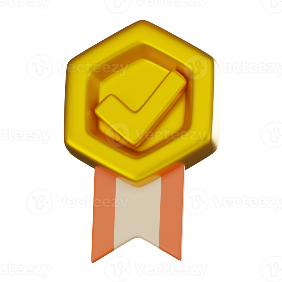 3D render, StarVerified Checkmark Badge 3D Icon for Approvals and Validation png