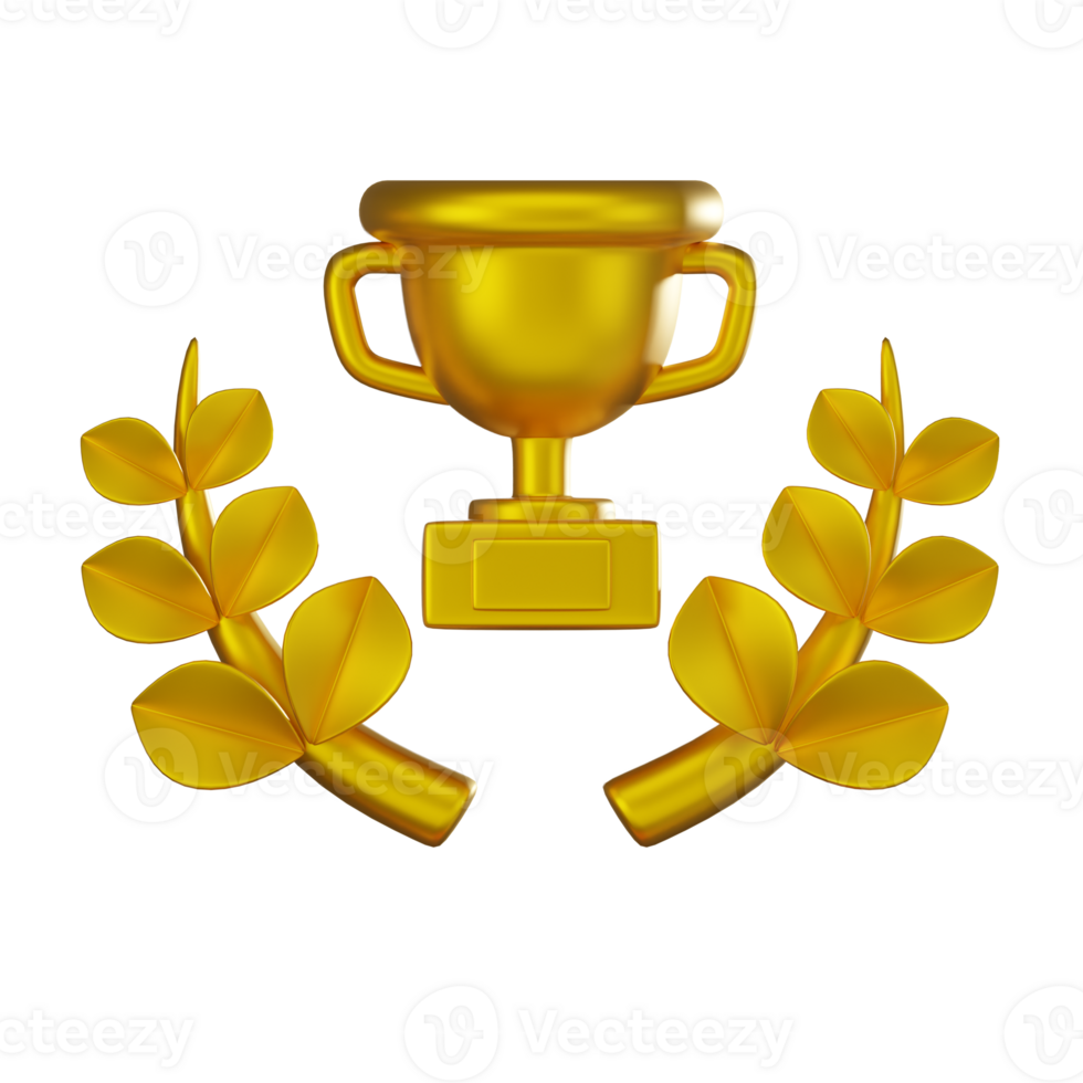 3D render, Trophy Laurel Wreath Representing Achievement and Prestige, Icon Illustration png