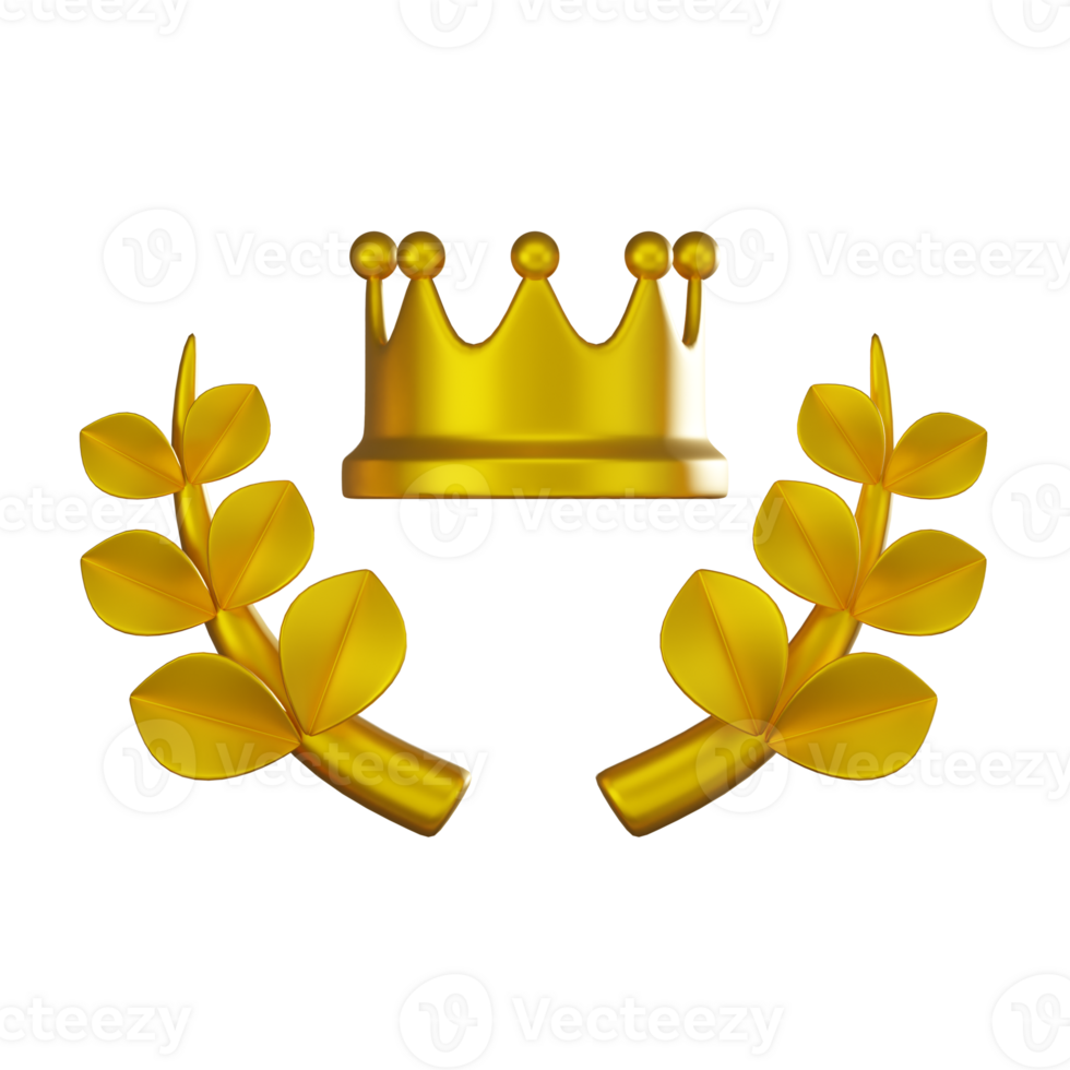 3D render, Crown Laurel Wreath Representing Achievement and Prestige, Icon Illustration png