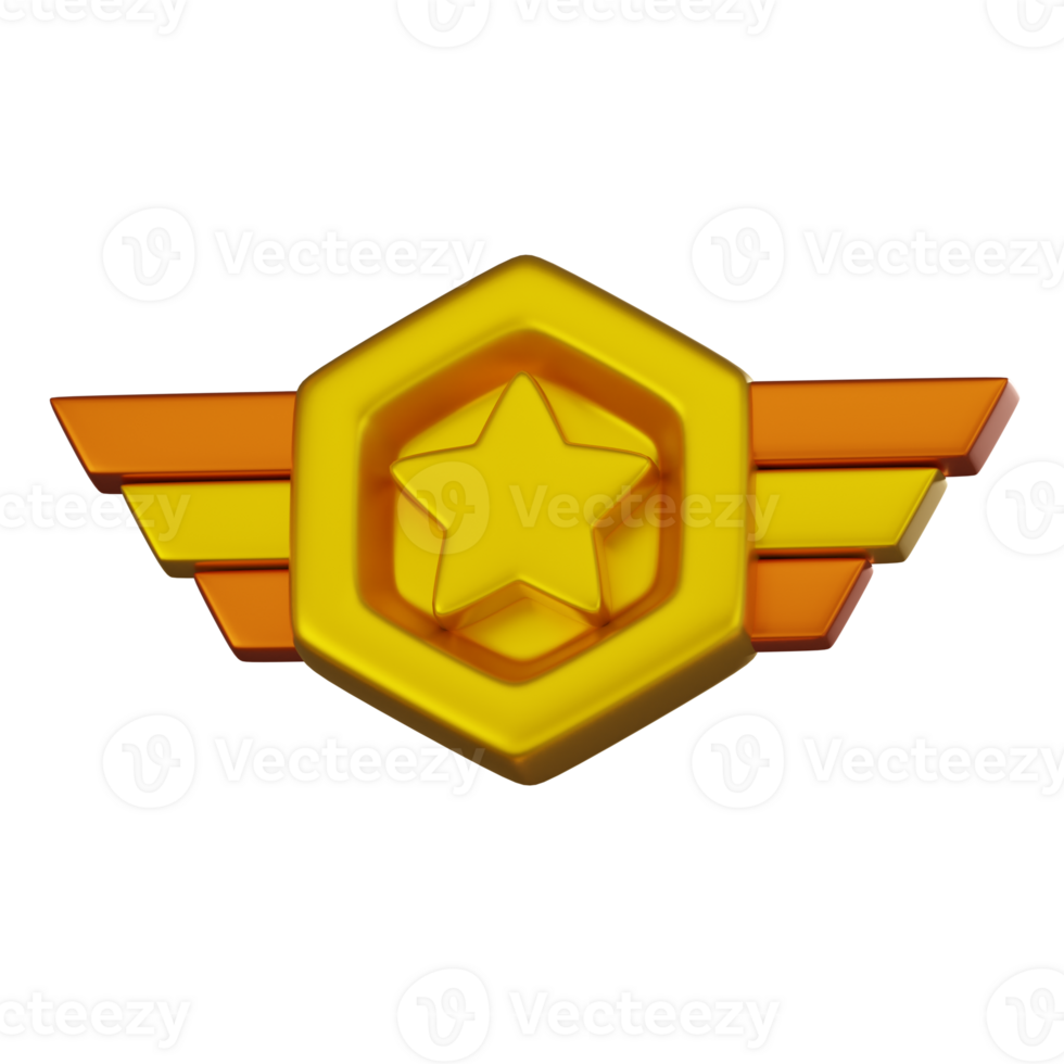 3D render, Elegant Star Badge for Awards and Recognition, Icon Illustration png