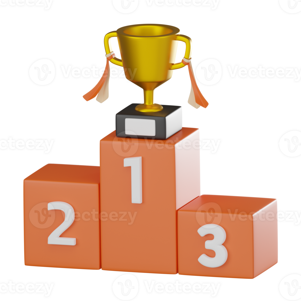 3D render, Trophy Podium Highlighting Victory and Achievement, Icon Illustration png