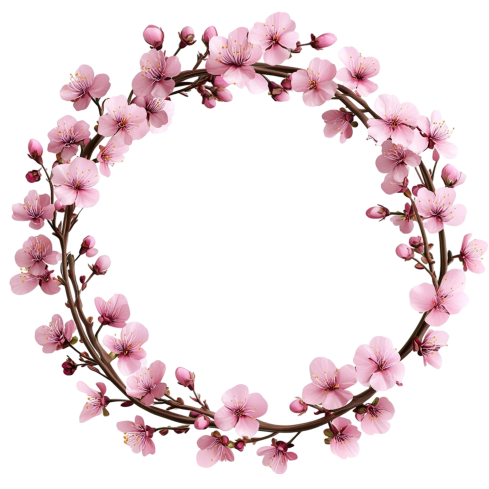 Delicate Pink Blossoms Circular Wreath png