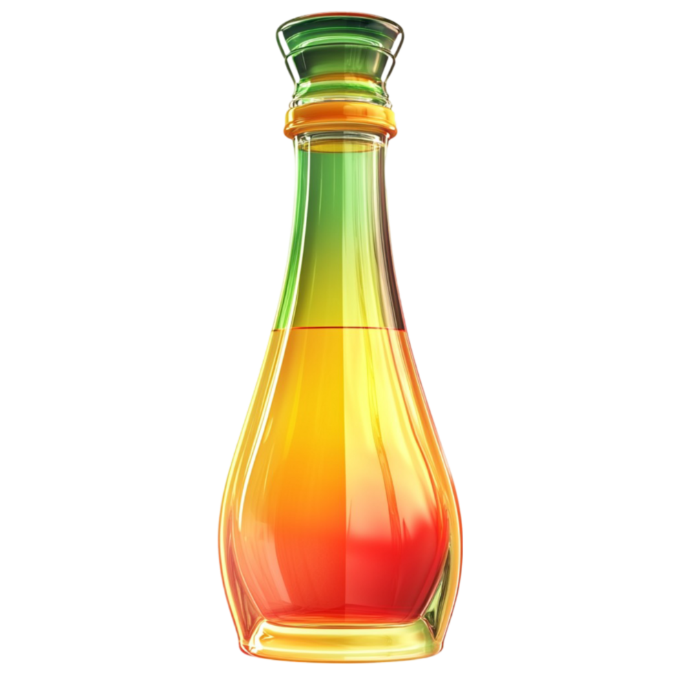Gradient Glass Bottle with Orange and Green Hues png