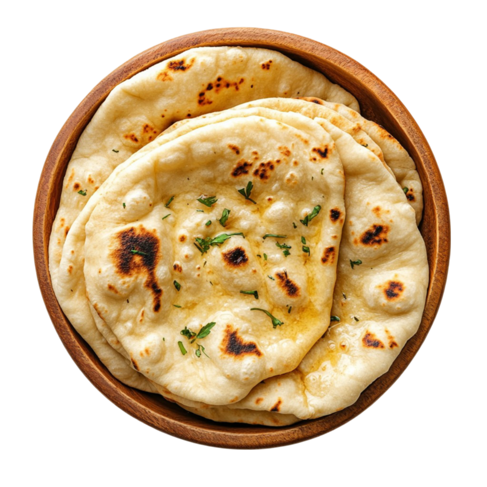 Indian Fresh Wheat Flatbreads in a Bowl png