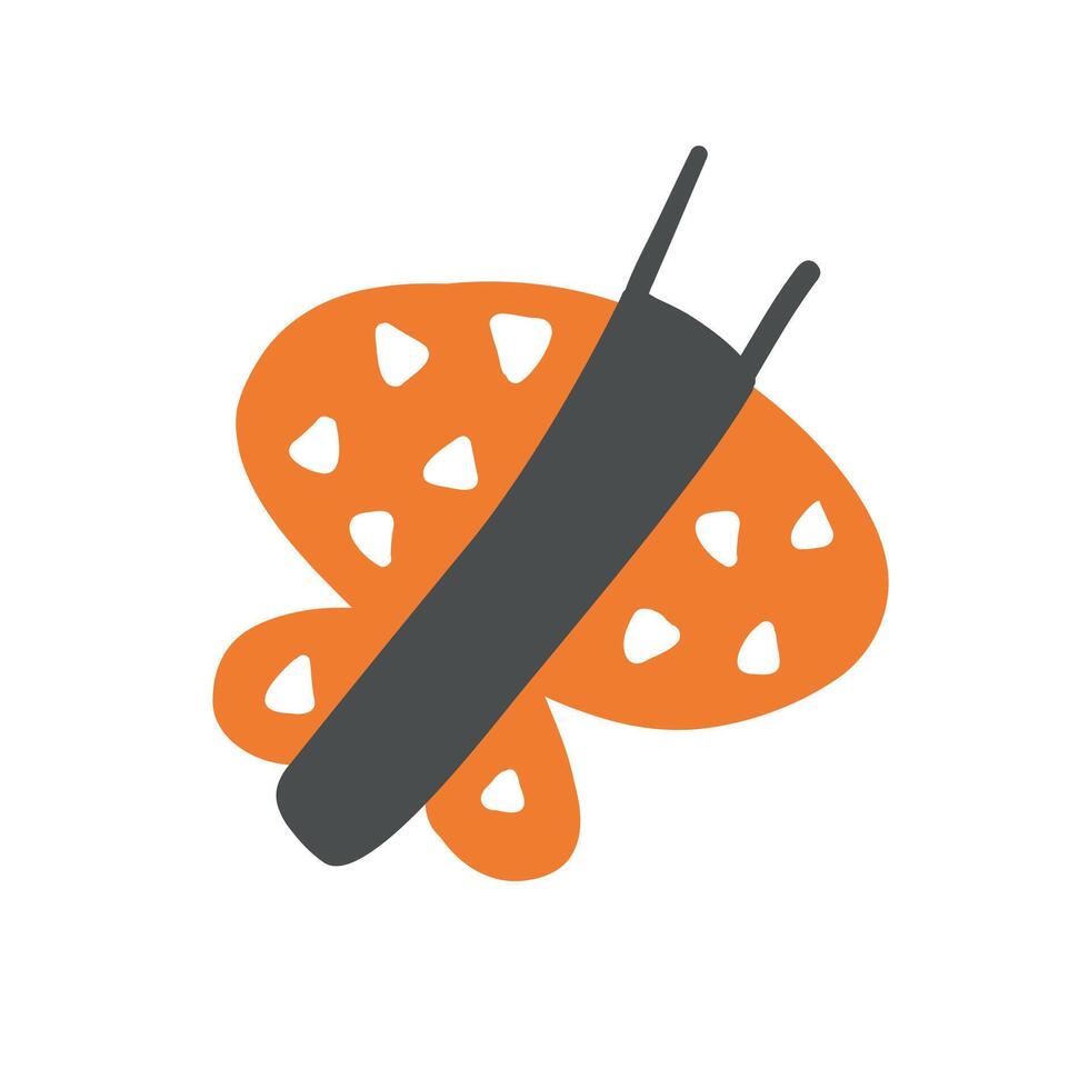A vibrant orange butterfly with white spots and bold wings in flight. Whimsical design ideal for garden, wildlife, and pollinator-themed artwork vector