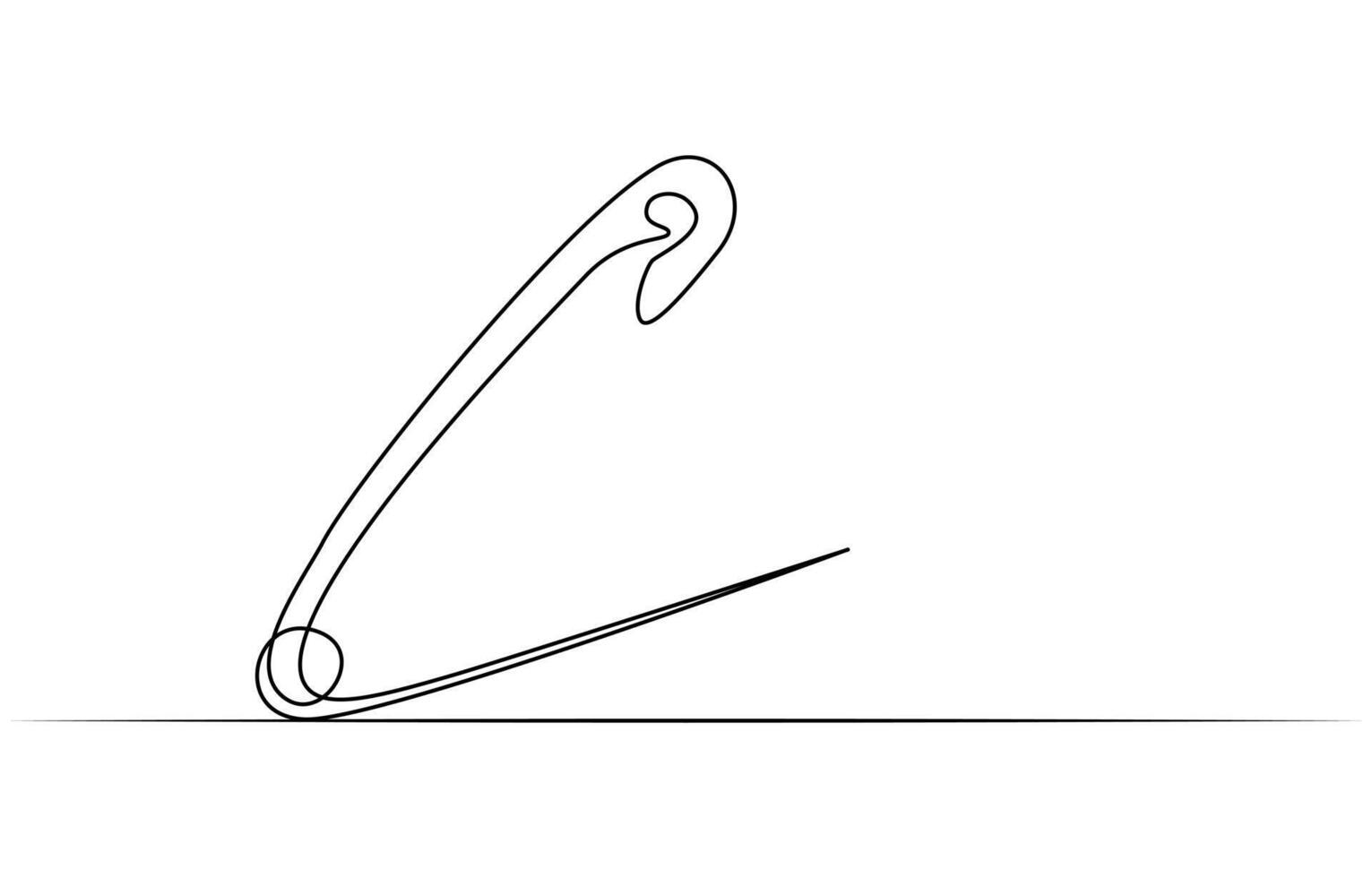 Single line art safety pin vector