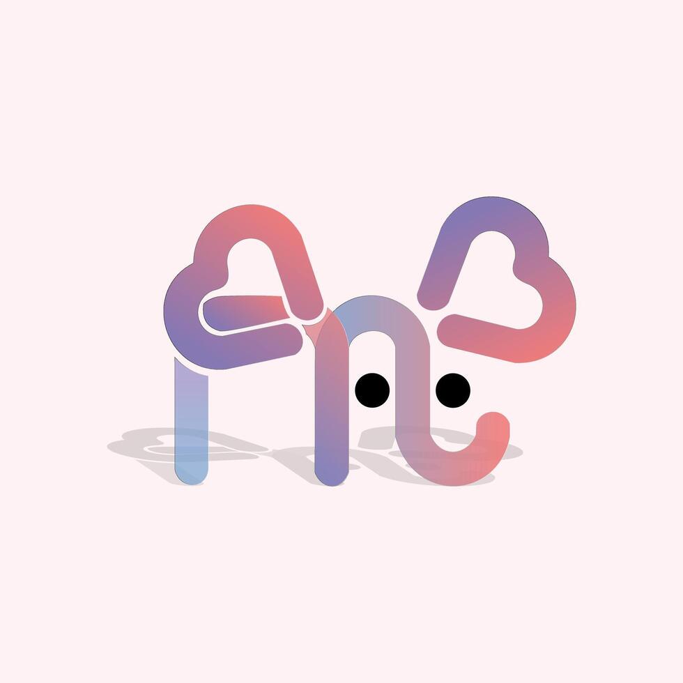 A line-shape abstract elephant illustration with shades of love vector