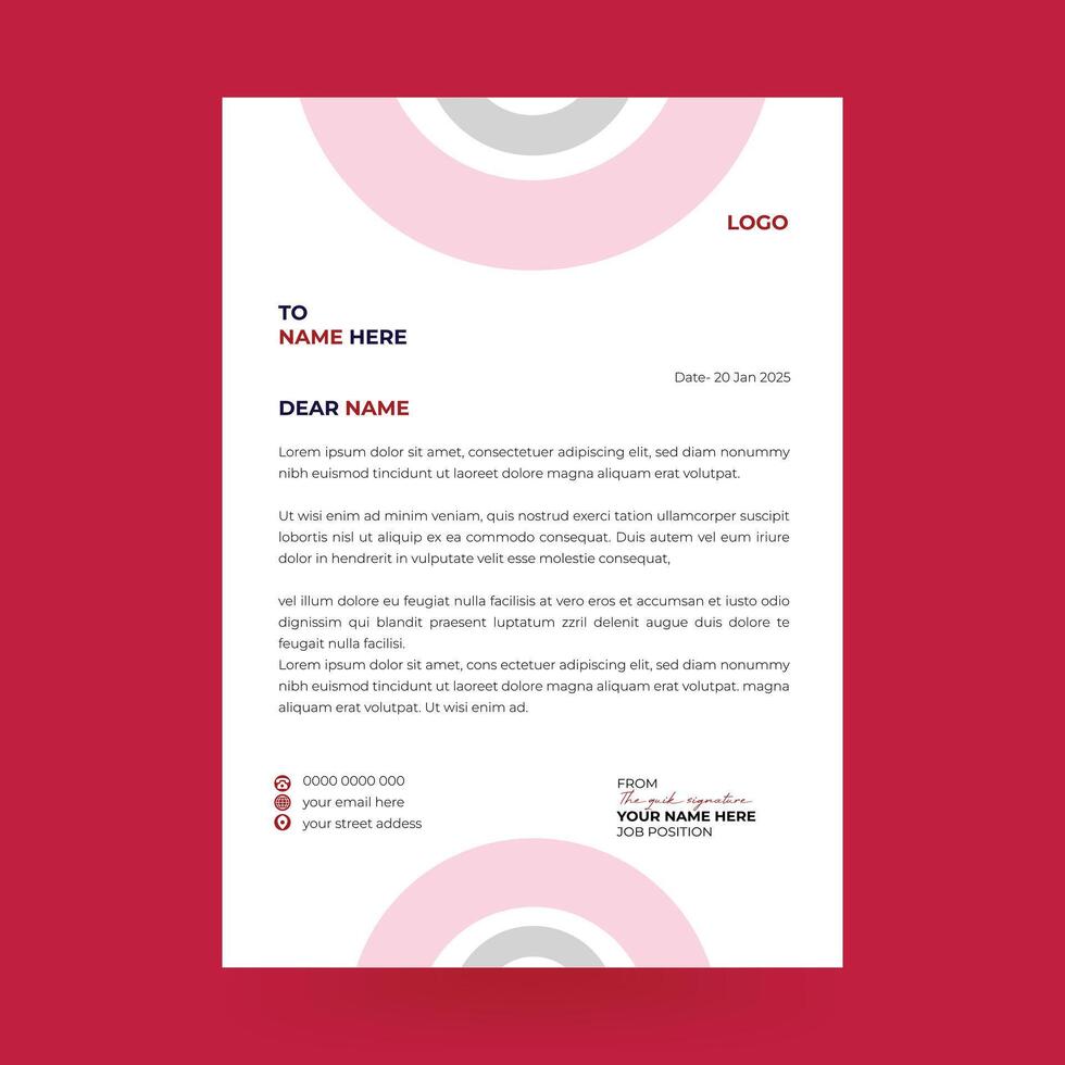 Letterhead Template design for your business with red color. vector