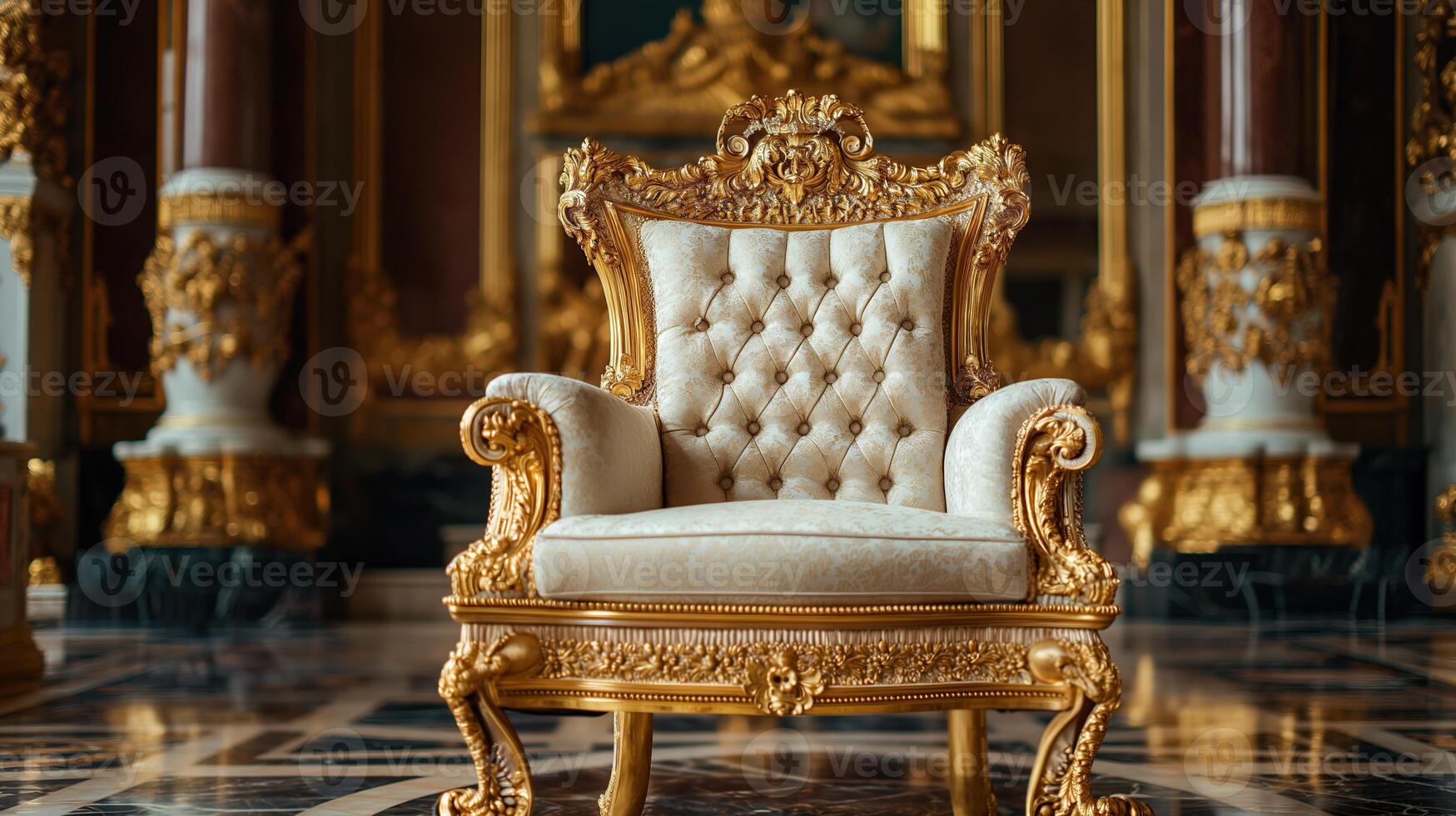 golden royal chair in palace photo
