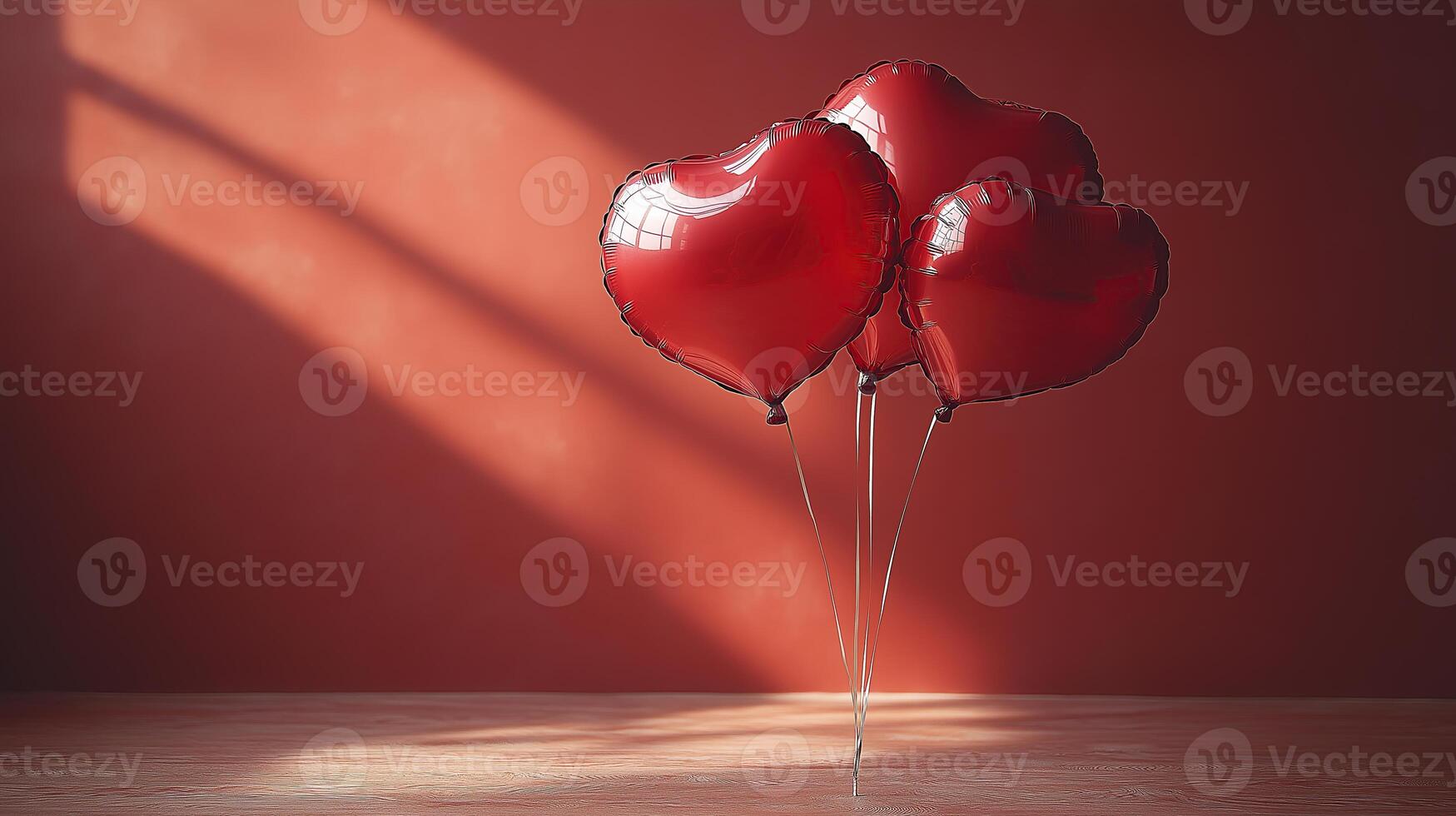 Floating Red Heart Balloons with Negative Space for Personalized Messages, Valantines Day Concept photo