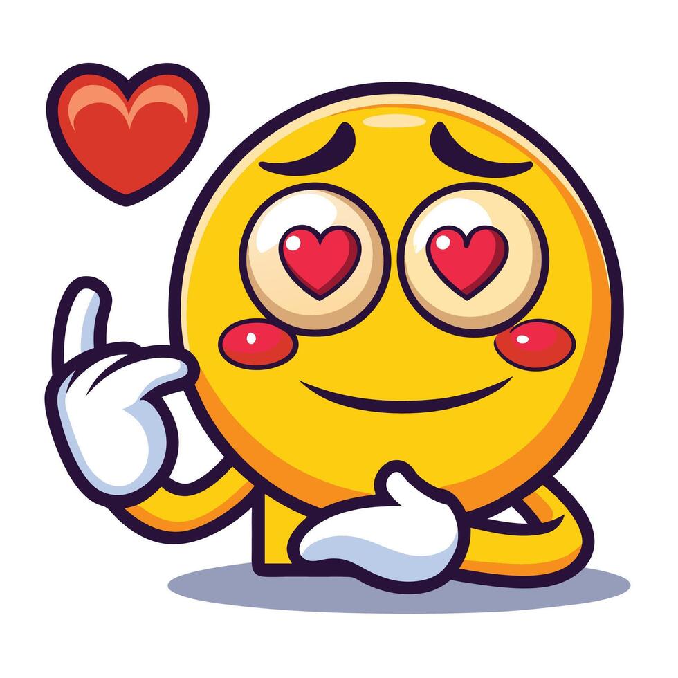 emoticon with heart eyes and hands holding heart vector