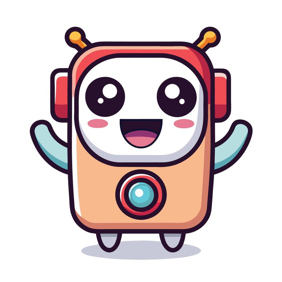 cute robot white background white background vector