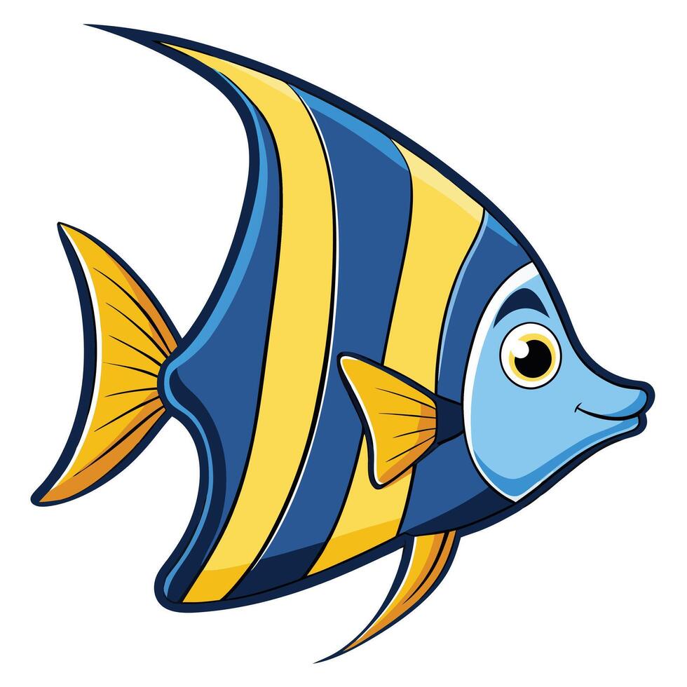 Cute Fish Line Drawing on White Background vector