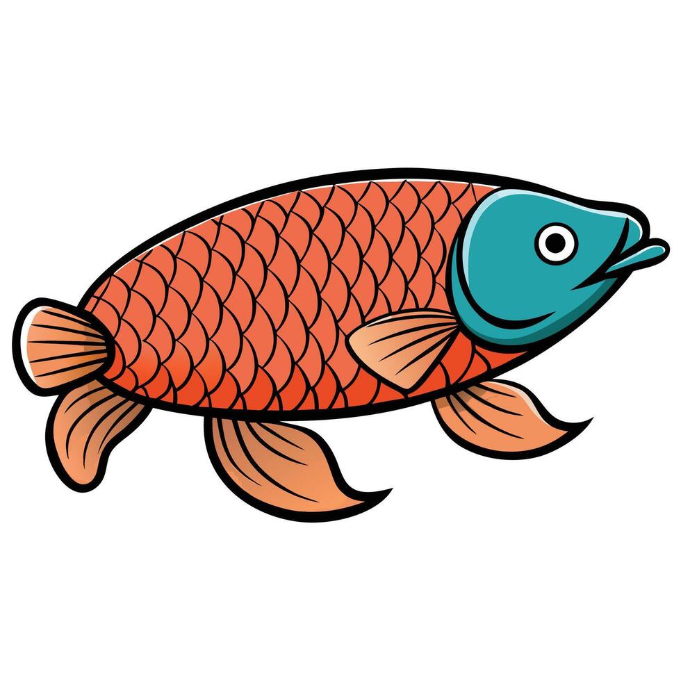 Line Drawing of Salmon Fish on White Background vector