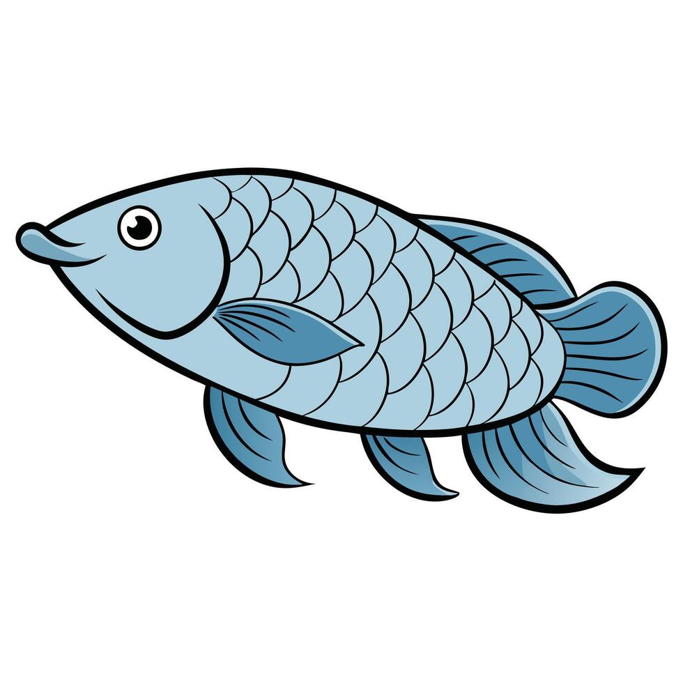 Line Art of Fish on White Background vector