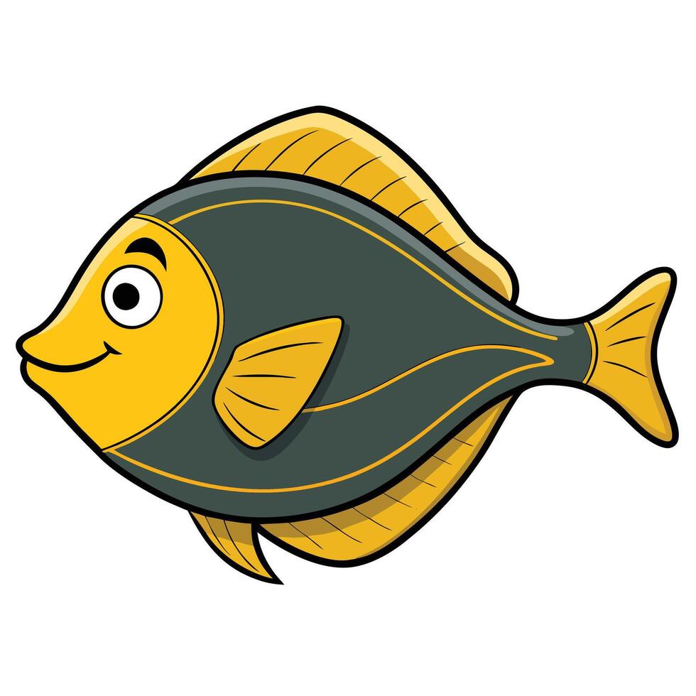 Flounder Fish Line Drawing for Oceanography Projects vector