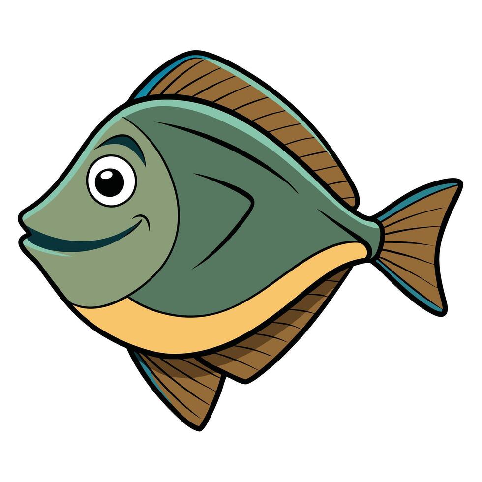 Flounder Fish Outline Illustration for Coastal Life Resources vector