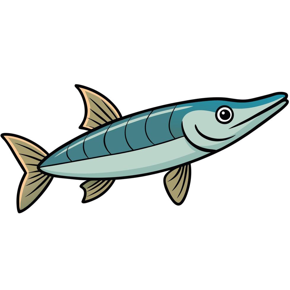 Gar Fish Outline for Nature Documentary Projects vector