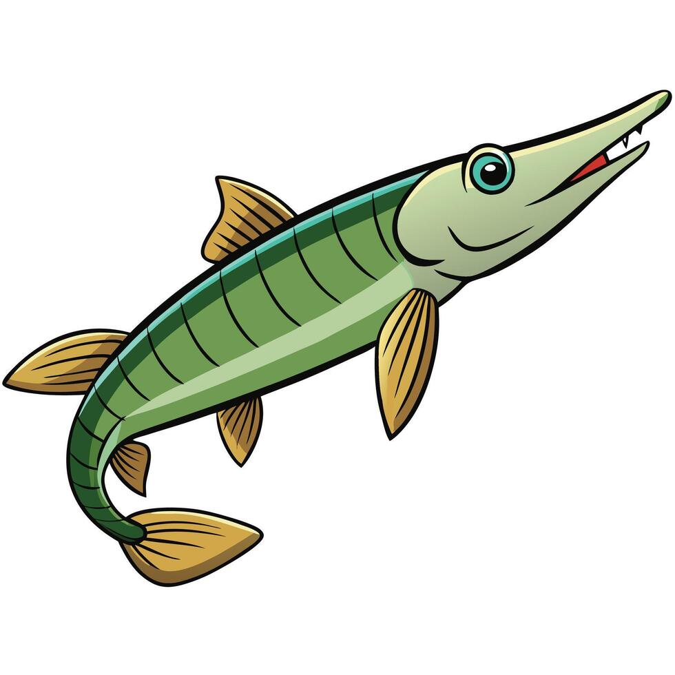 Gar Fish Outline Illustration for Fishing and Outdoor Content vector