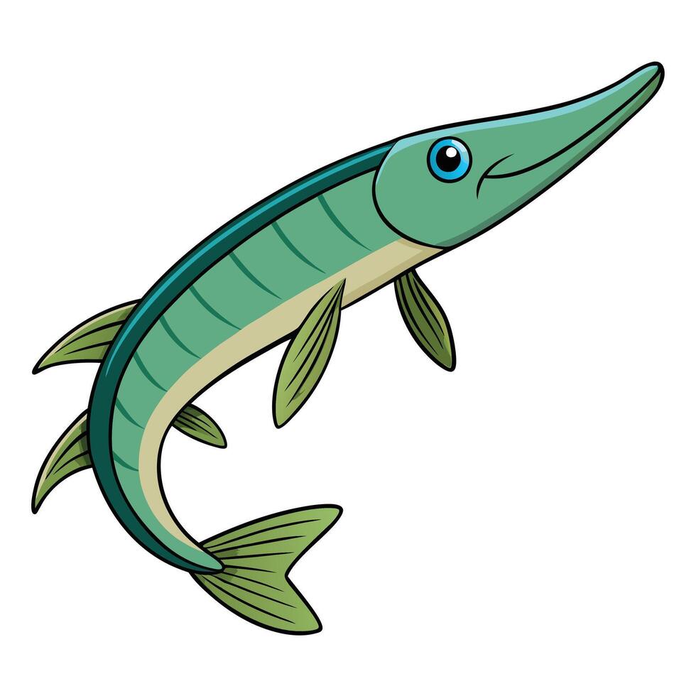 Gar Fish Art for Aquatic Theme Designs vector