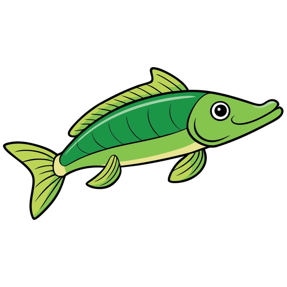 Gar Fish Outline Illustration for Fish Enthusiasts vector